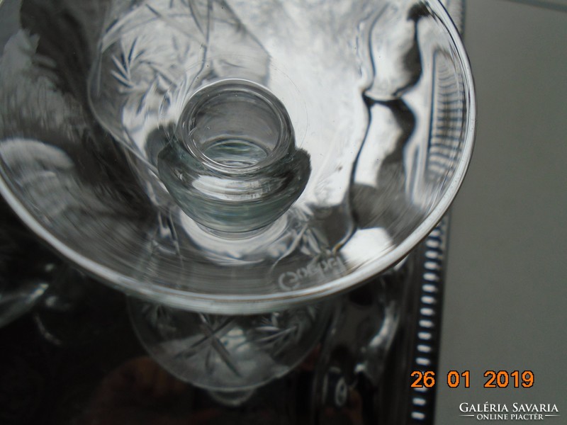 3 db jelzett Goebel talpas szecessziós pohár csiszolt forgó rozettákkal