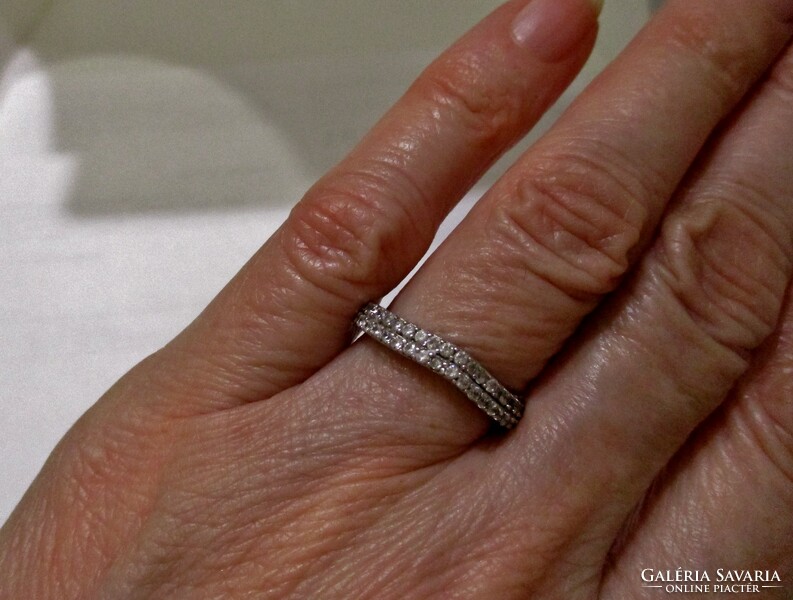 Beautiful silver ring with white stones