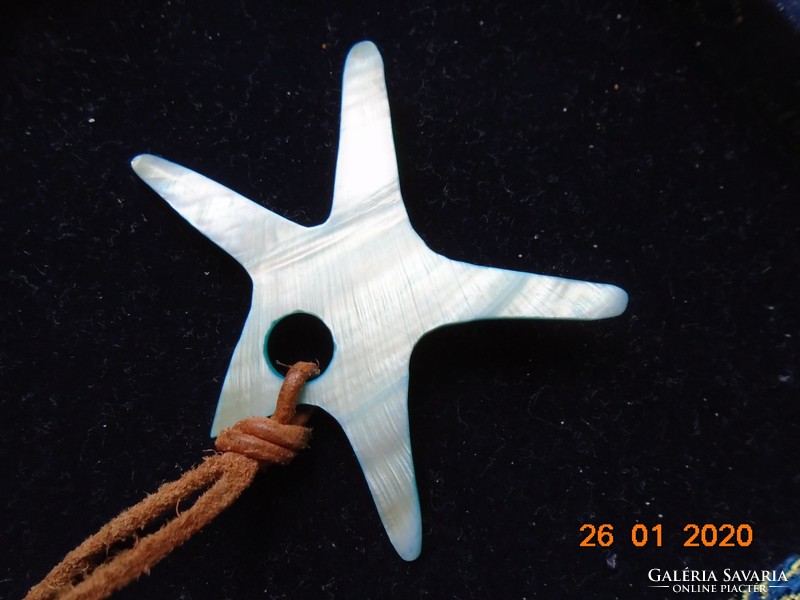 Spectacular mother-of-pearl starfish pendant on a leather cord