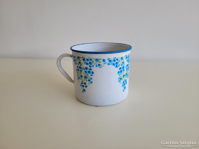 Old vintage large 1 l es wm Weiss Manfred Csepel enameled mug enameled dish with handle