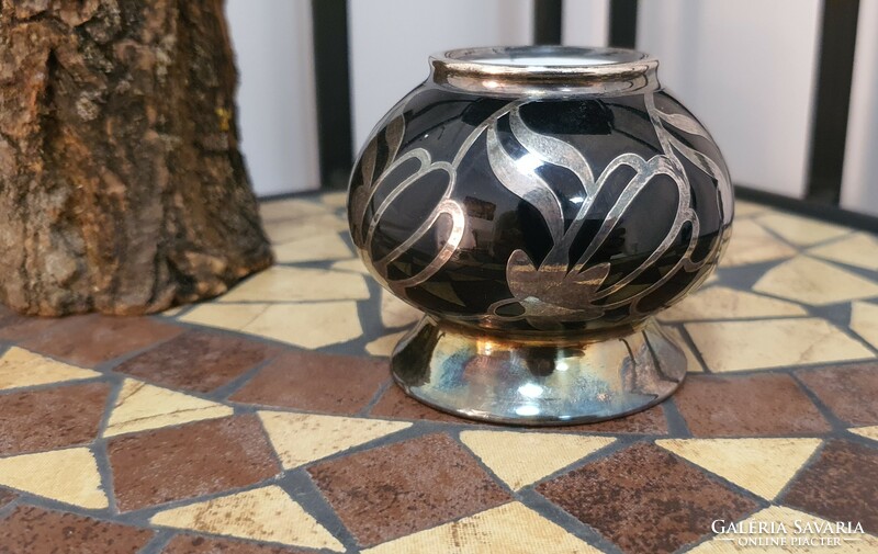 Edelstein (Bavaria) ezüstözött porcelán váza