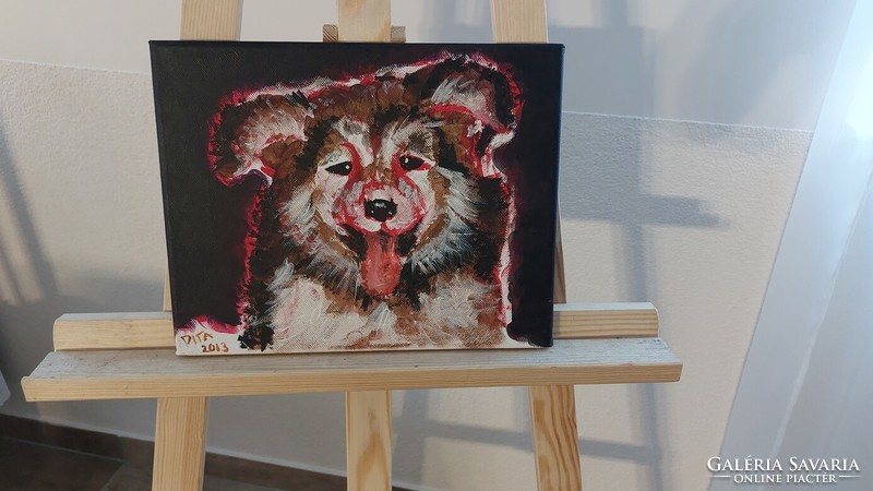 (K) small dog painting 34x24 cm