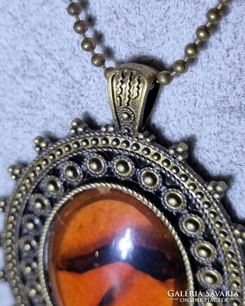 Antique effect large stone necklace new! (2497)