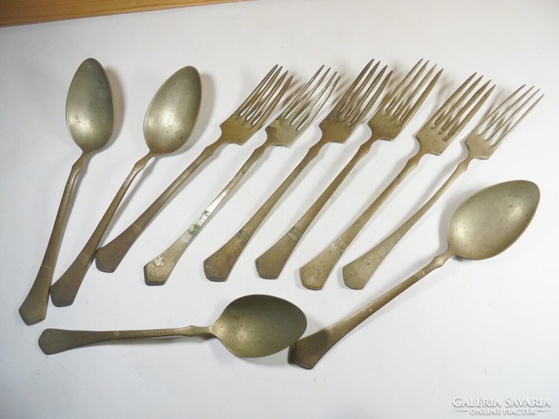 Antique marked cutlery 4 spoons 6 forks set tableware alpaca alpaca