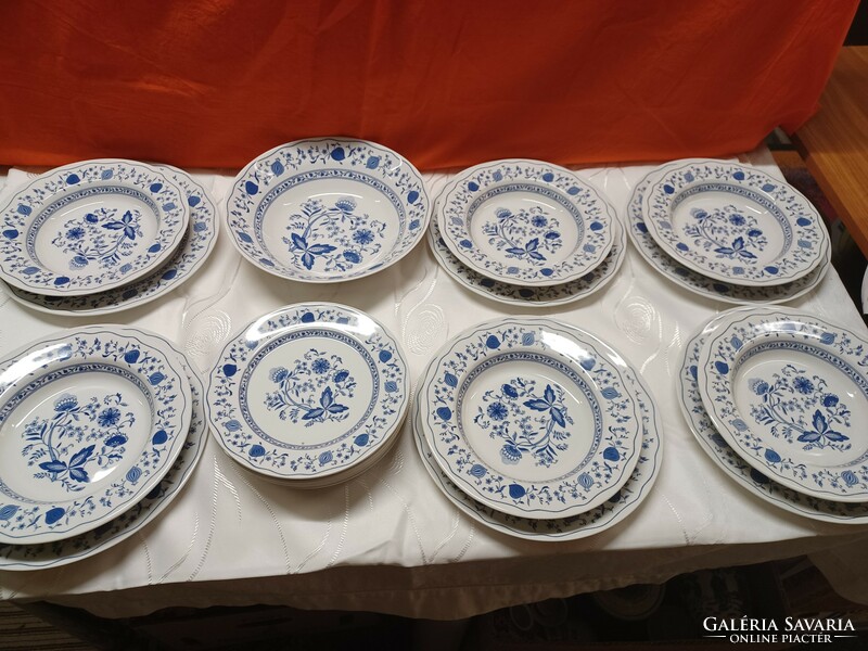 Meissen blue onion pattern, Italian porcelain plates and bowls. 19 Pcs