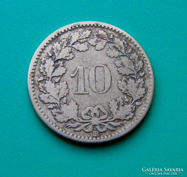 Svájc  - Ezüst 10 Rappen  - 1850 - "BB" – Strasbourg