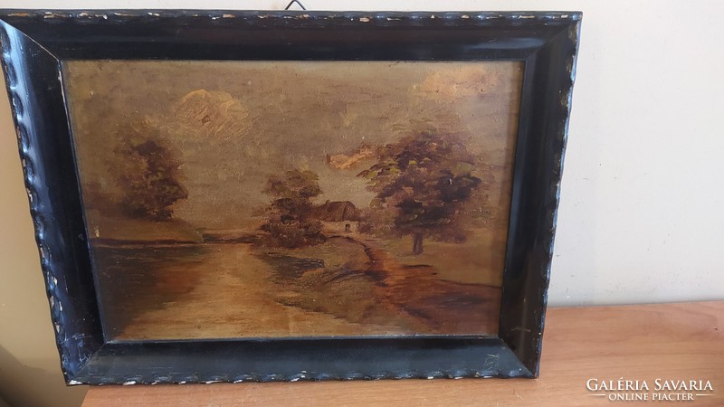 (K) antique painting 30x40 cm, cardboard