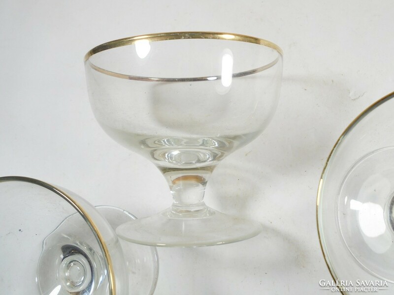 Retro glass liqueur glass with gold rim 3 pcs