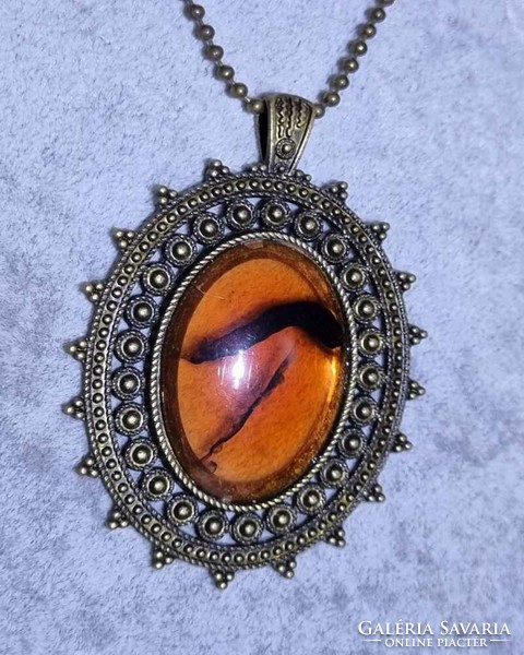 Antique effect large stone necklace new! (2497)
