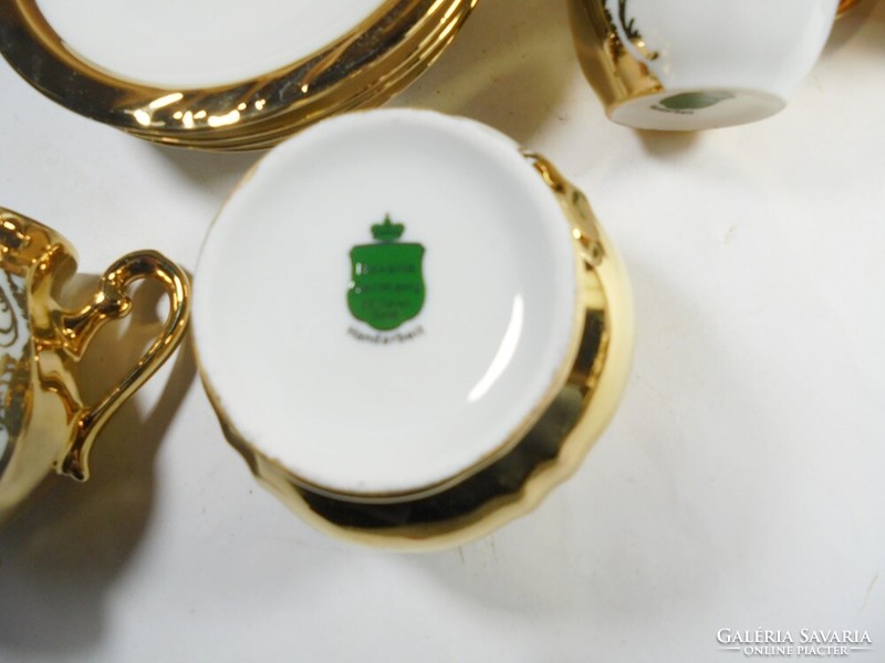 Old Bavarian handarbeit German marked porcelain tea set - 4 person 22 carat gold plated