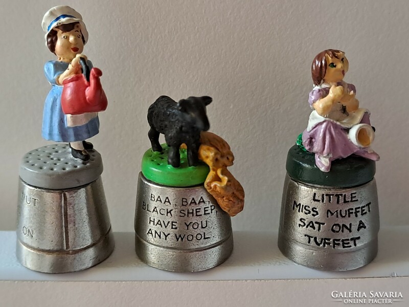 Exclusive English engraved pewter thimble rarities with children's song characters on top