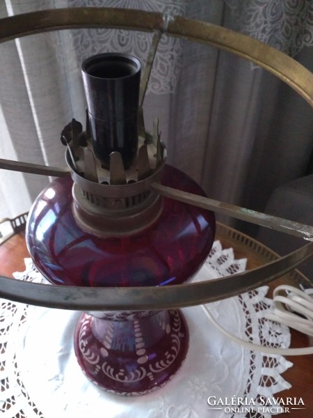 Purple stained Lausitzer glass red crystal German steel lamp