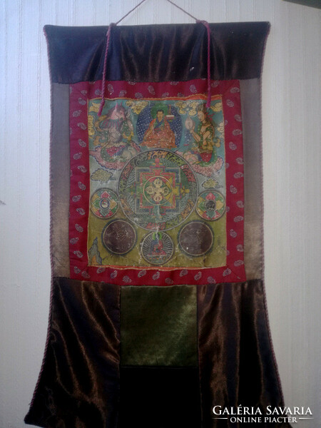 Antique Tibetan Buddhist thangka handcraft - with Sanskrit signs and symbols about 200 years old