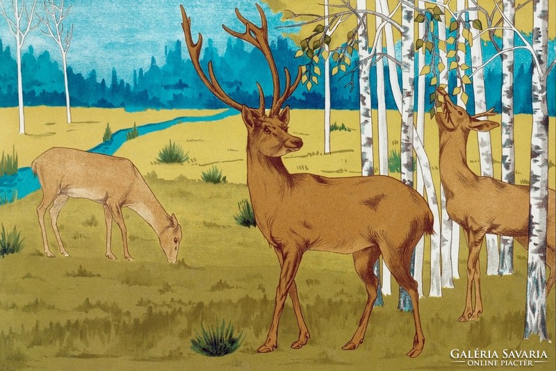 Maurice pillard verneuil - deer - reprint