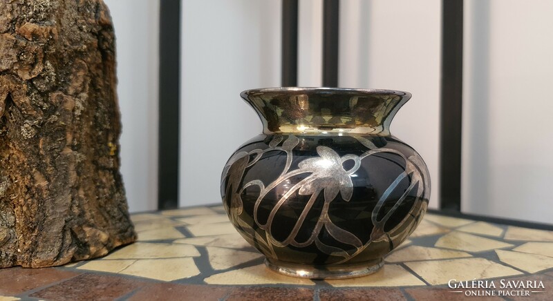 Edelstein (Bavaria) ezüstözött porcelán váza