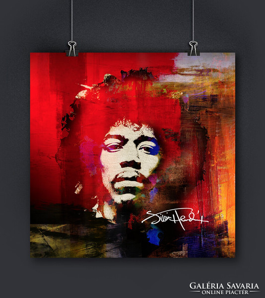 Jimi Hendrix limitált művésznyomat, 50x50 cm