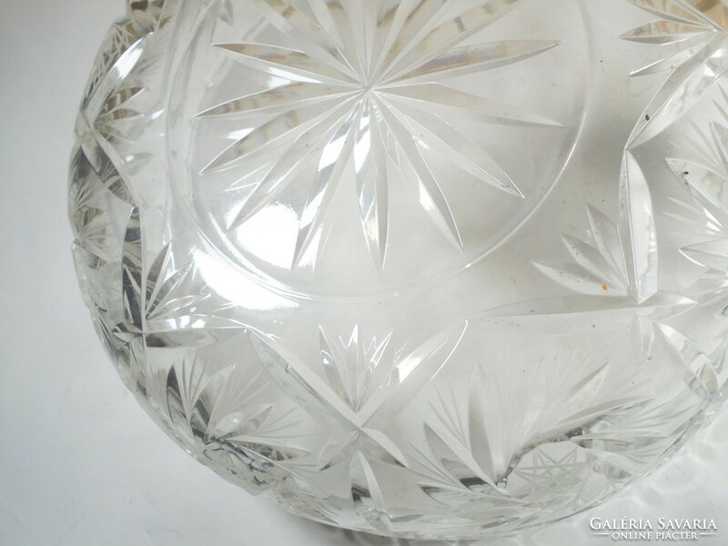 Retro old glass or crystal bowl table centerpiece with polished pattern - 22 cm approx. From the 1970s and 80s
