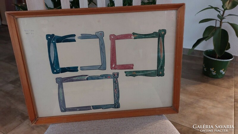 (K) abstract painting with frame 33x44 cm