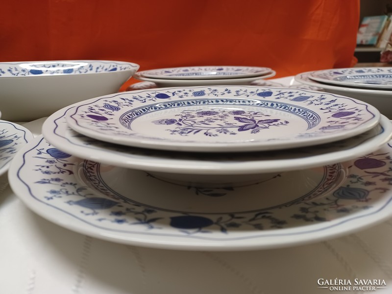 Meissen blue onion pattern, Italian porcelain plates and bowls. 19 Pcs