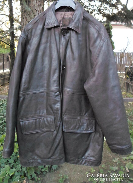 Férfi bőrkabát, kabát 1. (vintage / retro, sötétbarna)