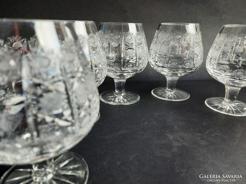 Beautiful dusan polished crystal cognac glasses 6 pcs in one /436/