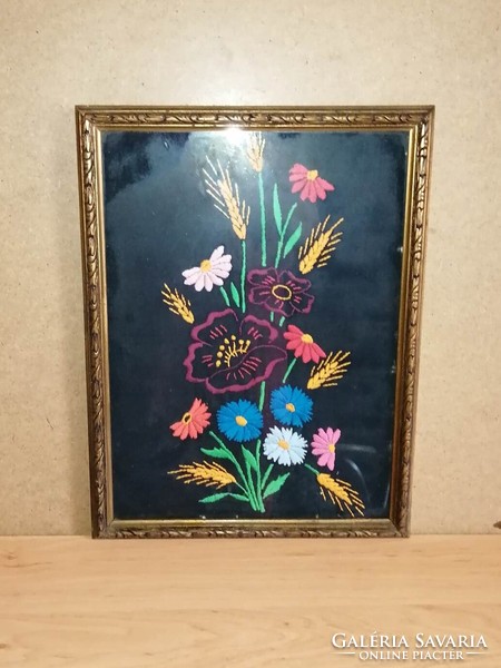 Retro embroidered flower bouquet picture glazed picture frame 31*41 cm