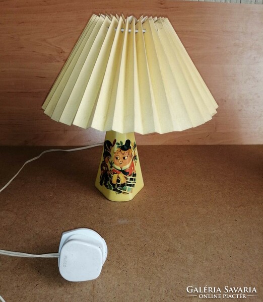 Antique children's table bedside lamp with a shade, 28 cm high
