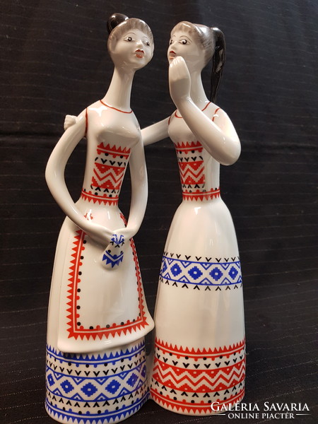 The porcelain figure of Raven House ladies in folk costume is damaged!