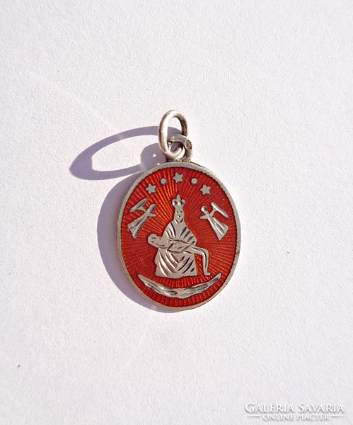 Fire enamel silver pendant with an old religious theme