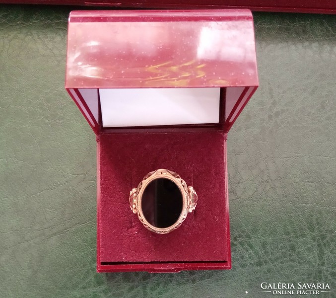 14K gold onyx stone men's signet ring 8g size 63