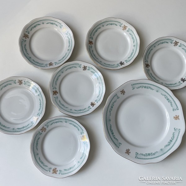 Old Czechoslovak porcelain cookie set with green pattern bohemia