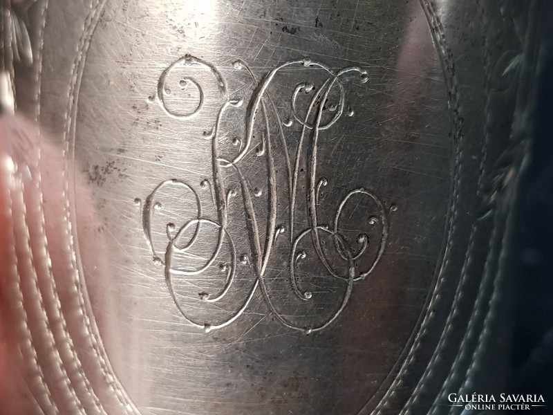 Szép antik 800as ezüst keresztelő pohár K.M. monogrammal