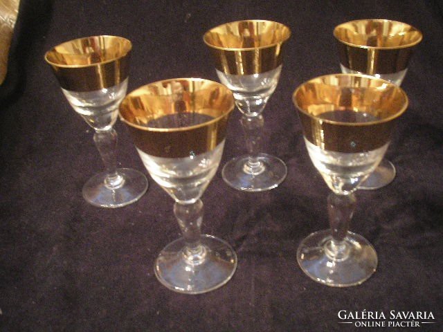 24K antique biedermeier luxury thick gold plated glass set rarity