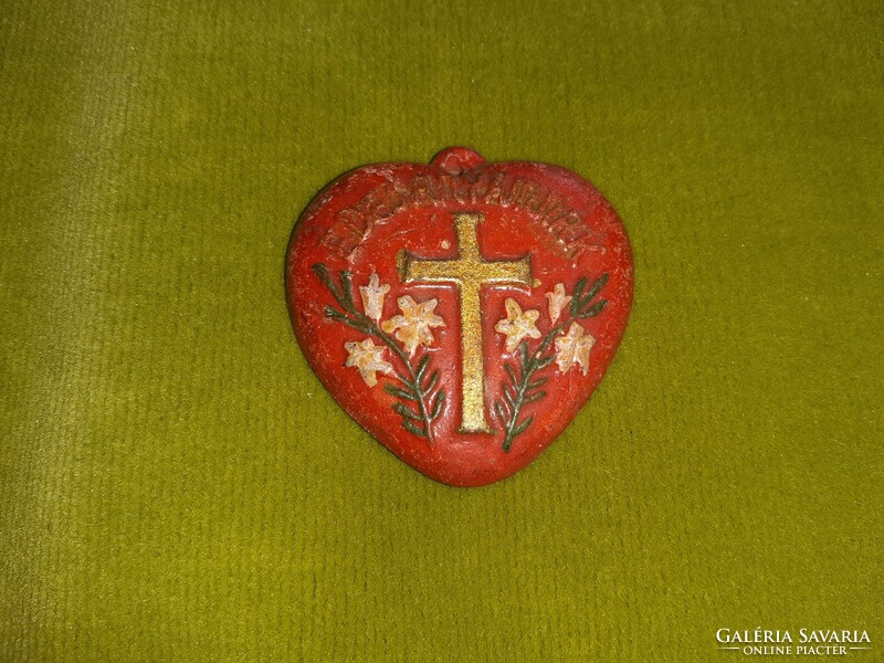 Ceramic heart-shaped religious pendant