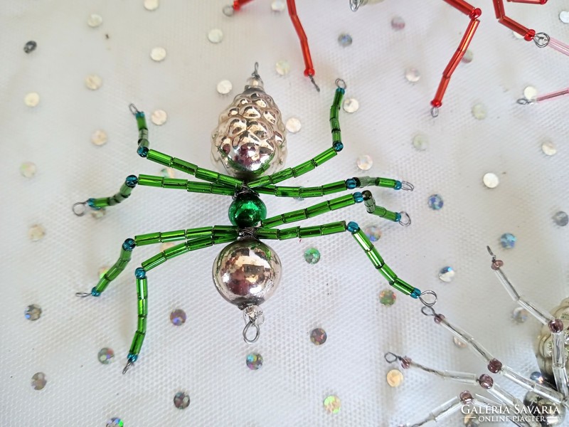 Old tapestry glass Christmas tree decoration spider 5x8cm - per piece