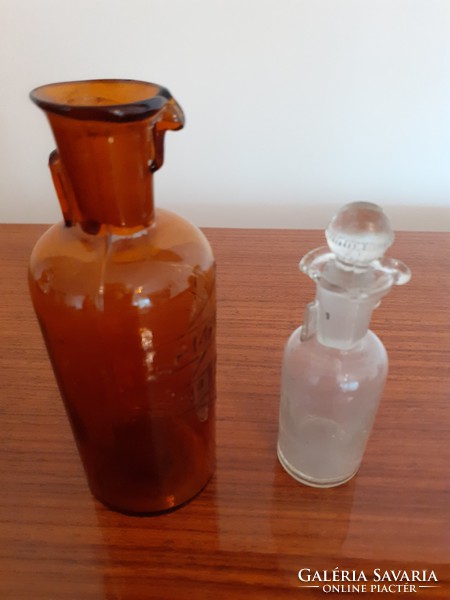 Old vintage 2 apothecary glass lamprecht pharmacy bottle apothecary bottle