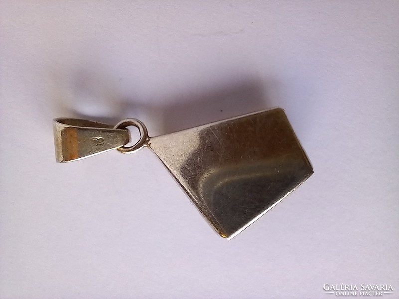 Art deco silver amber stone pendant