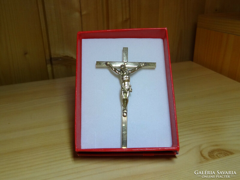 Very old solid yellow copper crucifix can be hung on the wall very nice.