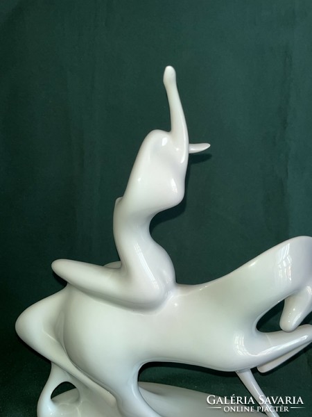 Ritka Jaroslav Jezek Royal Dux porcelán figura 1958 Lady Godiva (P0002)