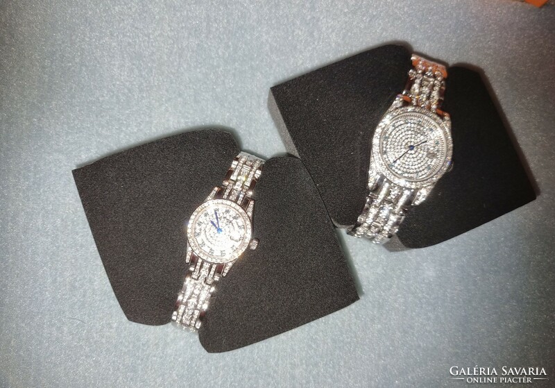 Beautiful crystal women's and men's jewelry watch set - new