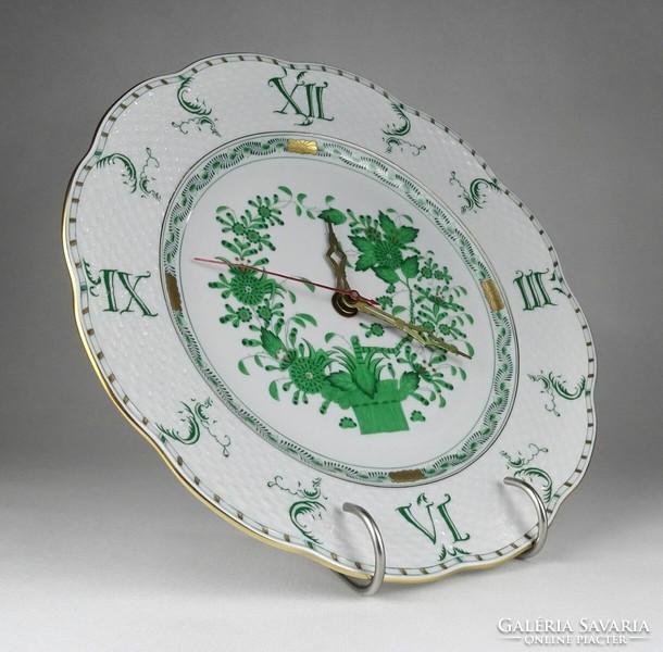 1L800 green Indian basket pattern Herend porcelain wall clock 28 cm