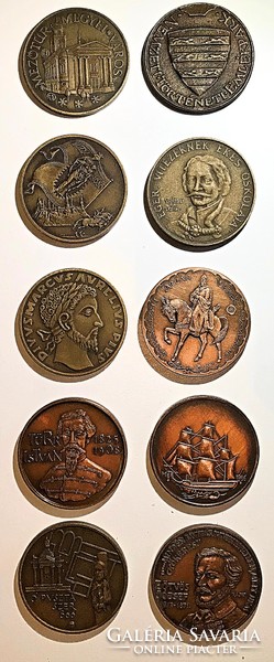 10 db magyar bronz emlékérem, 42,5 mm-es – gyűjtőknek