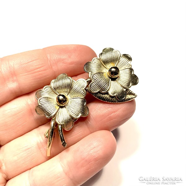 Flower, silver color bouquet vintage brooch pin from the 80s, shiny beautiful pin 6 cm