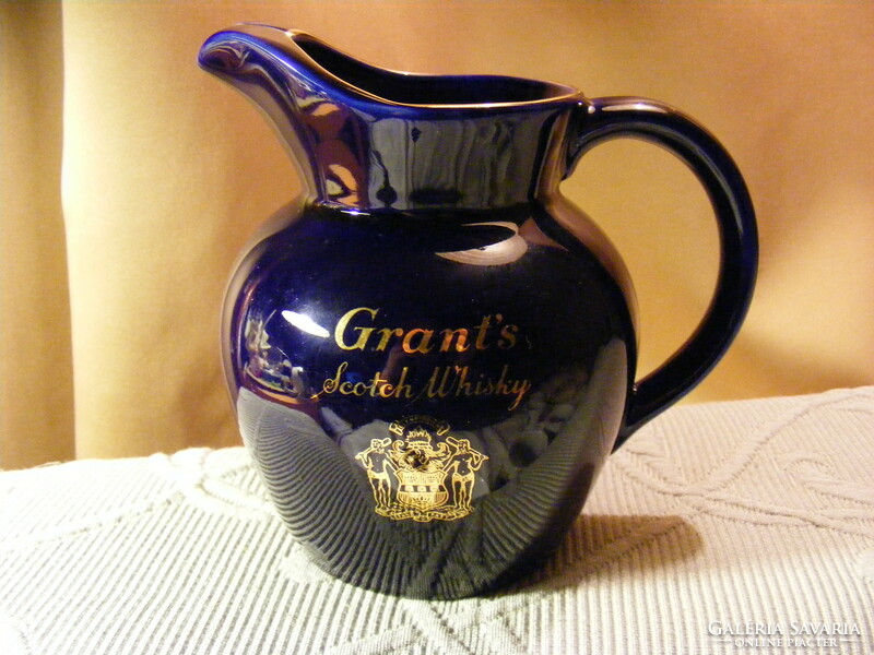 Grant's scotch whiskey cobalt blue porcelain jug