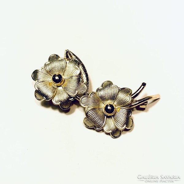 Flower, silver color bouquet vintage brooch pin from the 80s, shiny beautiful pin 6 cm