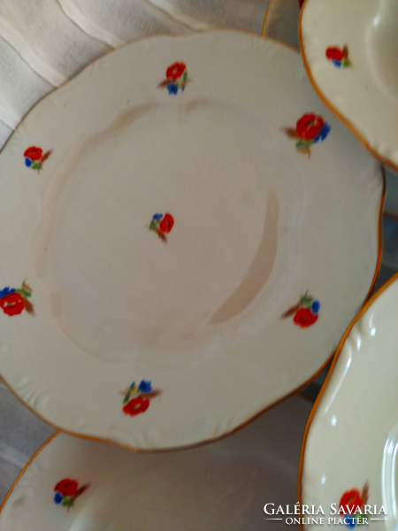 Zsolnay 6 flat plates with poppies