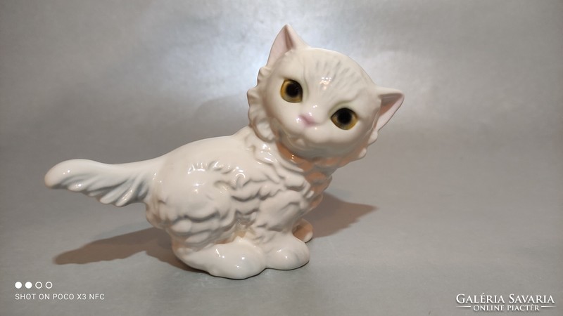 Jelzett GOEBEL porcelán sárga szemű cica macska cicus
