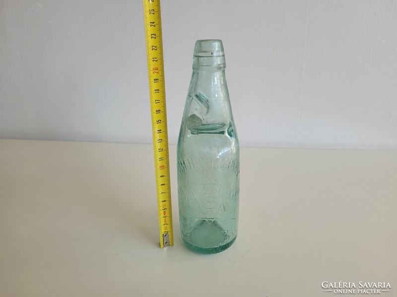 Régi vintage türkiz zöld golyós szódásüveg szódás üveg