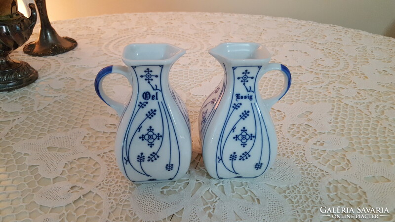 Inglasur, blue and white porcelain oil and vinegar pouring