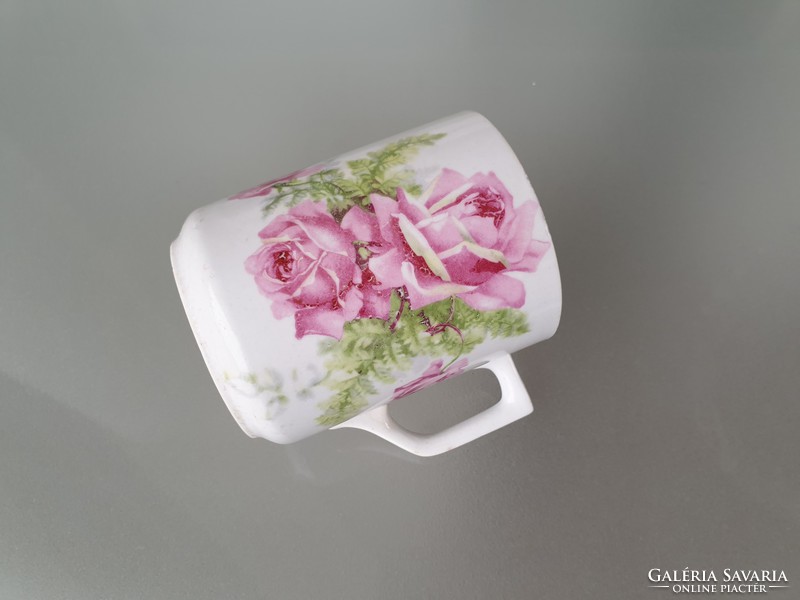 Régi Zsolnay porcelán rózsás bögre népi teás csésze